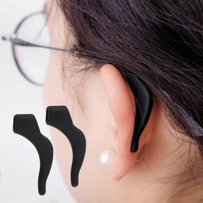 1 / 5 cặp móc tai chống trượt bằng silicon bền giữ cho kính râm, kính thể thao, kính râm, vô hình màu đen trắng, phụ kiện kính 1