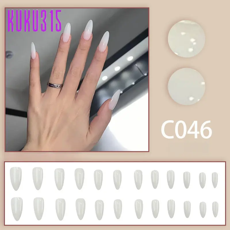 KUKU315 [Seri Warna] [Gratis Alat Pasang + Lem Jelly] 24Keping Kuku Palsu Dan Lem Kuku Palsu Nail Art Dan Lem Kualitas Premium Bisa Dipakai Berulang 5