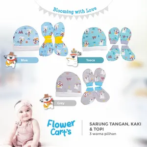 FLOWER CART'S Topi SARUNG TANGAN DAN KAKI SET