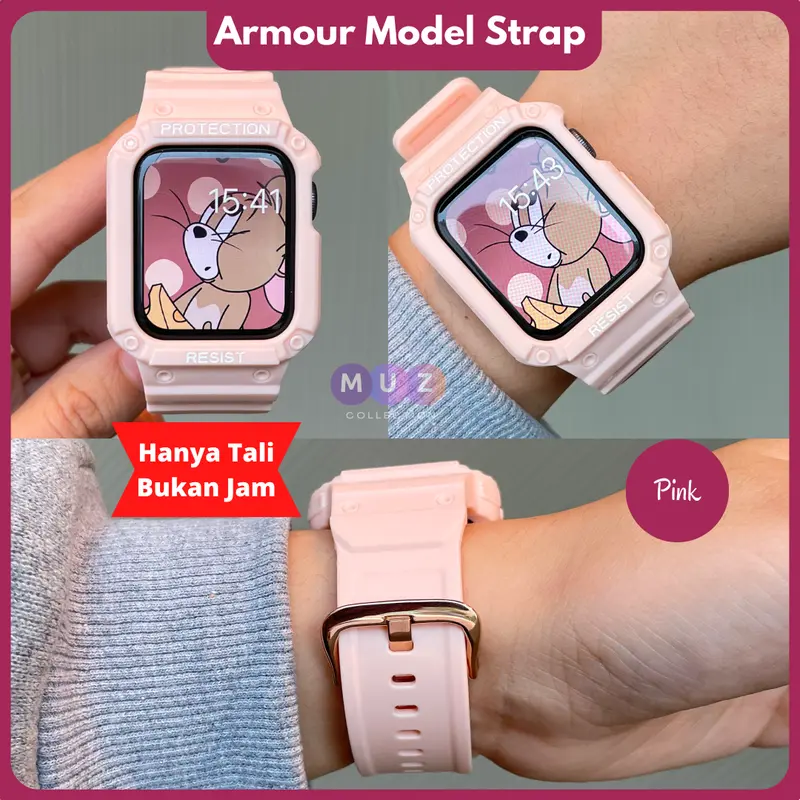 Armour Model Strap untuk A watch series 1 2 3 4 5 6 7 8 T500 T55 HW Series IWO Series T55 plus T500 Plus Pro 5