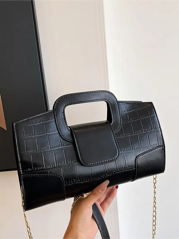 Women's Fashionable Crocodile Embossed Handbag, Casual PU Leather Shoulder Bag for Daily Used, Trendy All-match Commuter Bag 8