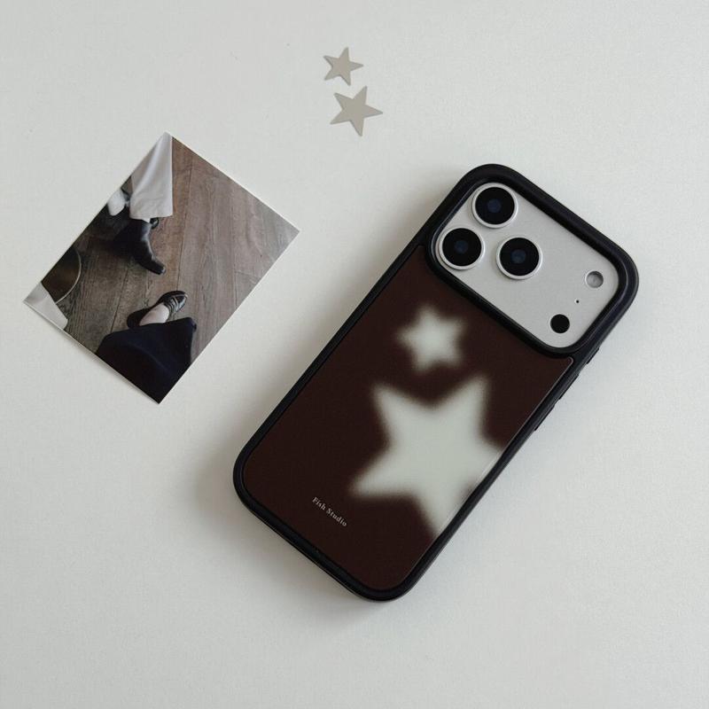IPhone phone case, white star pattern, blurred black edges, suitable for IPhone 17 Pro Max 17 17 Pro 16 Pro Max 16 15 14 13 12 11 7 7P