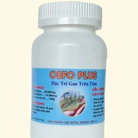 Hủ 100g CEFO PLUS dùng cho tôm sưng gan, vàng gan, đỏ gan, lỏng ruột, đứt khúc, rớt đáy, chậm lớn