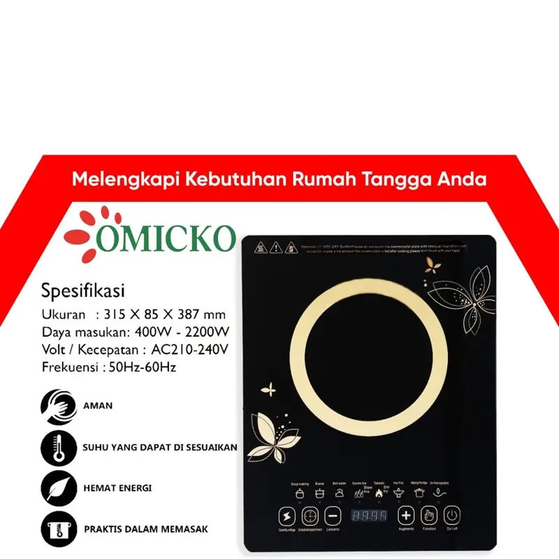 Kompor Induksi Kompor Listrik Omicko OM-060 Om 060 Low Watt 400 Watt 0