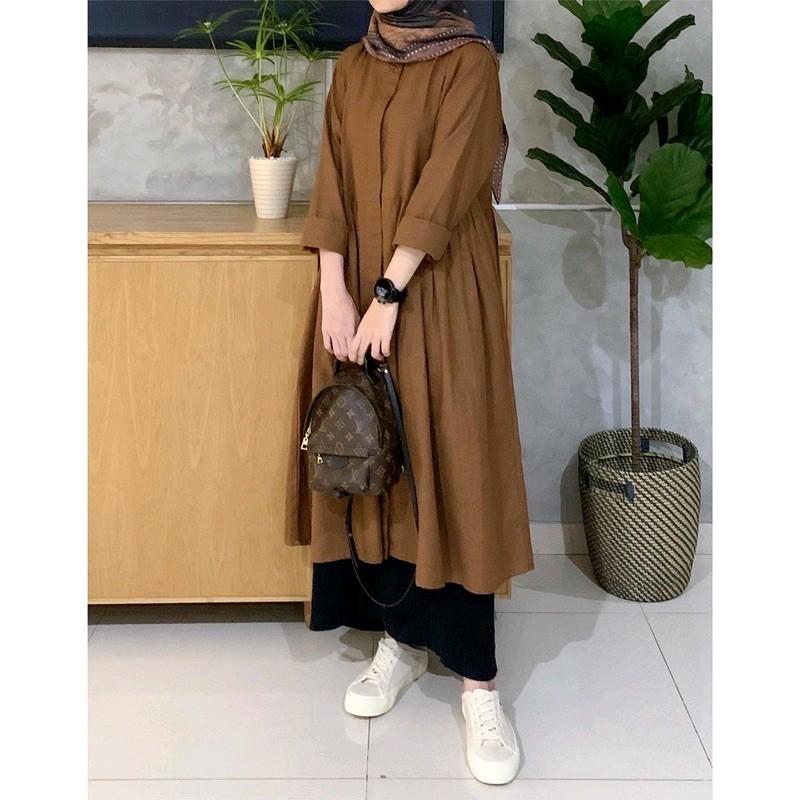 ATASAN WANITA LONG TUNIK  Muslim FFA SERIES BAHAN RAYON TWILL PREMIUM  Tebal DAN  Lembut   size S, M, L, XL, XXL 4