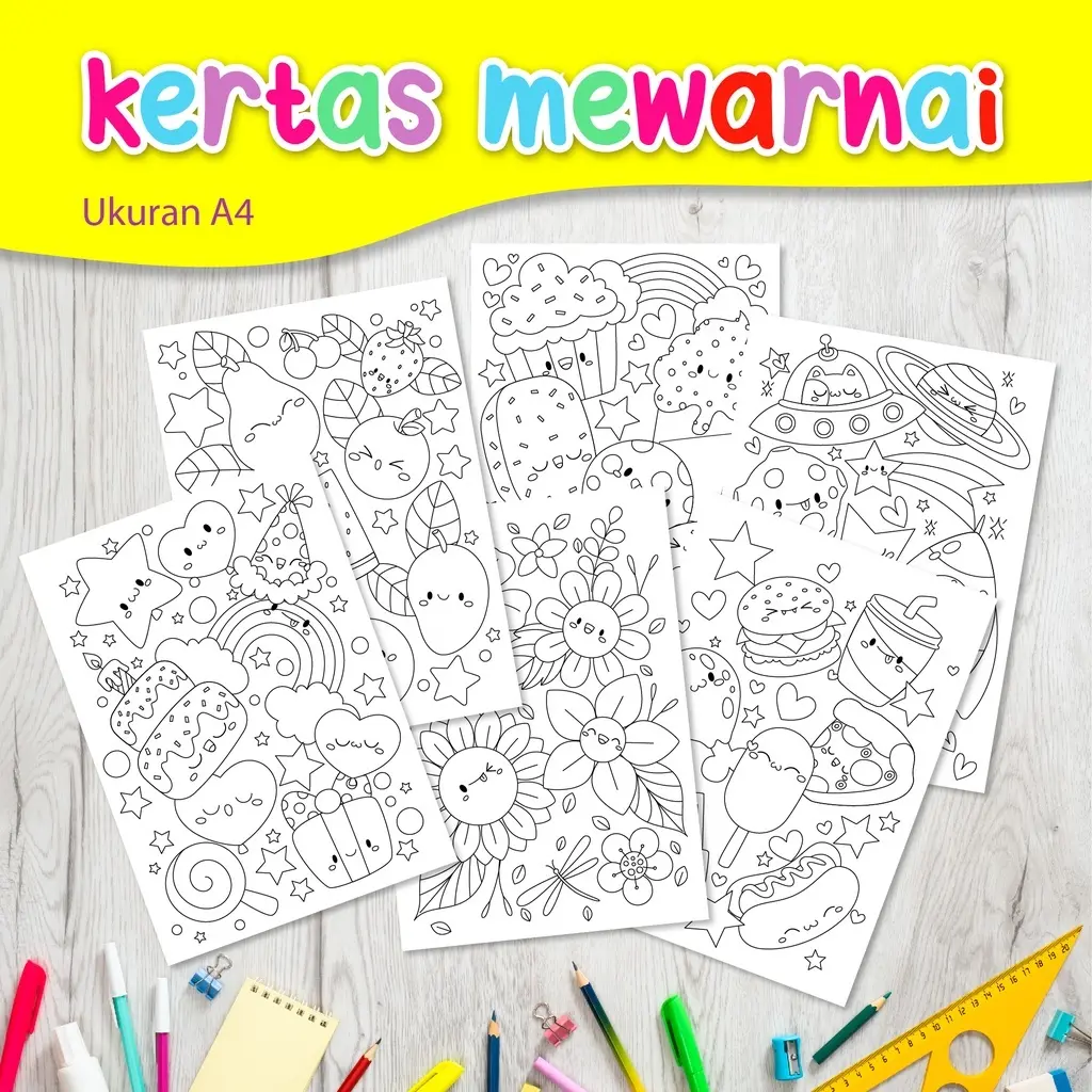 Kertas Gambar Mewarnai Ukuran A4 - Mainan Edukasi Anak Mewarnai