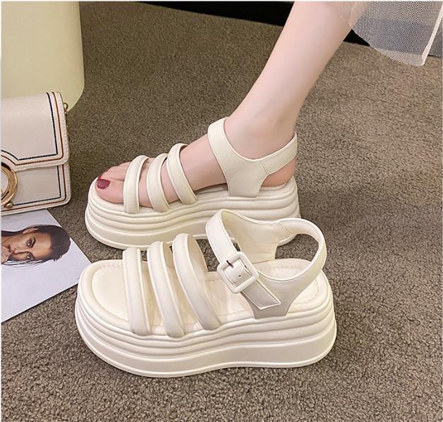 Dép Sandal Nữ Quai da chuẩn loại 1 Đế Cao Su Siêu Êm Độn 6cm Thời Trang Chất Da Siêu Mềm Đẹp Mới giày  loli DéP Jean Shoes