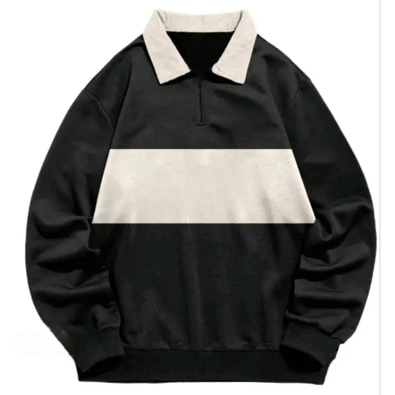 SWEATER JAKET RUGBY HALFZIP T_SHIRT KOMBINASI KATUN FLEECE PREMIUM ATASAN PRIA WANITA