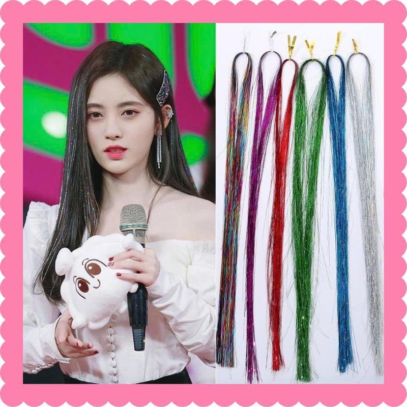 Line kim tuyến nối tóc chịu nhiệt set 200 sợi line lấp lánh nhiều màu T21