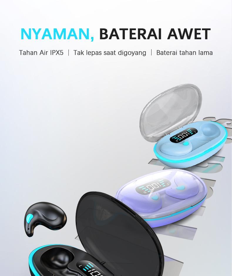 【COD】New model X55 Headset Tidur Suara Stereo Level HiFi, Tahan Air iPX5, Mikrofon Internal, ENC Noise Reduction Layar Digital Cerdas Kontrol Sentuh untuk iPhone dan Android Tws Bluetooth