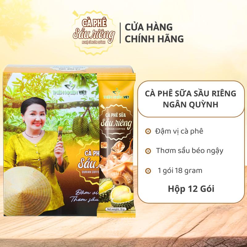 Cà Phê Sữa Sầu Riêng Ngân Quỳnh Đậm Vị Cà Phê Thơm Sầu Béo Ngậy - Hộp 12 Gói (18g/gói) Coffee/Cafe/Combo 3/Combo 2/Cà Phê Sầu Riêng Ngân Quỳnh cà  phê cà  phê