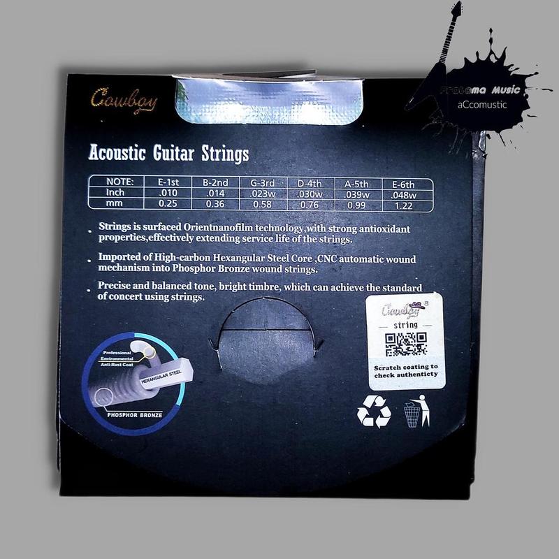 Senar Gitar Pelangi , Cowboy 2308C Anti-rust Coat Phosphor Bronze Warna Pelangi Original Acoustic Guitar Strings Colorful , Senar Gitar Akustik String, 010-25 1