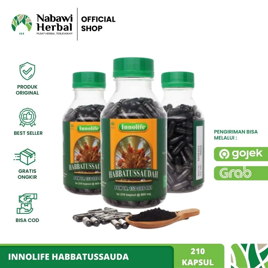 INNOLIFE - Habbatussauda Serbuk Jinten Hitam Habatussauda Isi 210 Kapsul