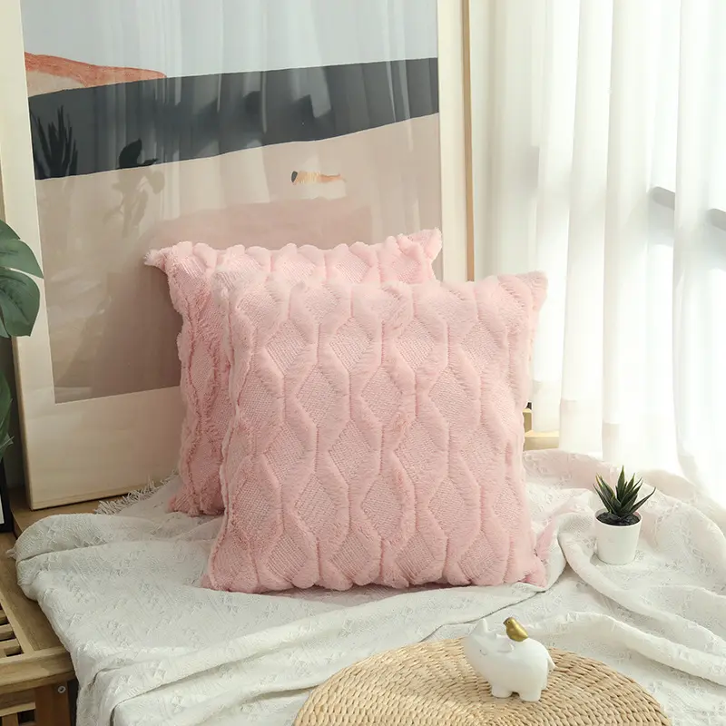 Vỏ Gối Kê Nhung Kim Cương, Màu Trơn Vỏ Đệm, Trang Trí Ghế Sofa, Bữa Tiệc Tại Nhà, Vỏ Gối Vuông Mềm, Có Kích Thước 40 / 45 / 50Cm 2