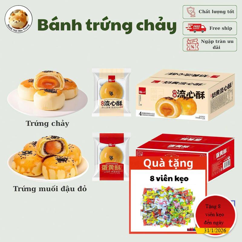  Bánh Trứng Chảy và trứng muối  LiuXinSu 2kg hộp 36-38 chiếc - bên ngoài lớp bánh ngàn lớp tiếp theo là lớp mochi dẻo  kế tiếp là lớp trứng chảy và lớp trứng muối Ăn Vặt Snack Food Cake Thức Ăn banhque Bánh liu trứng chảy 
