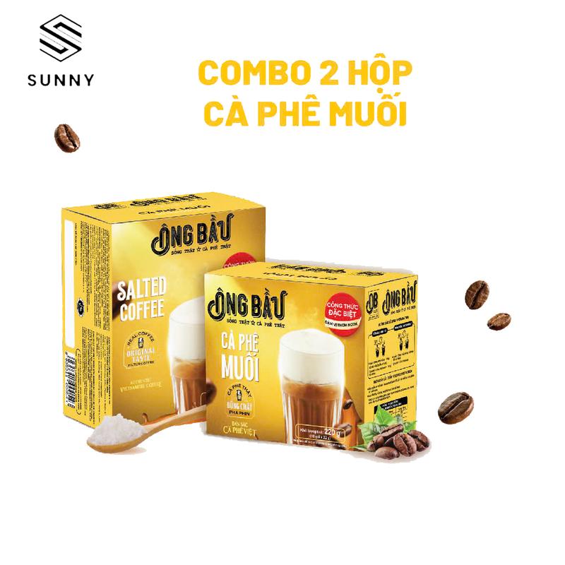 COMBO 2 HỘP CÀ PHÊ MUỐI HÒA TAN ÔNG BẦU - HỘP 220G (10 GÓI LẺ) -SUNNY