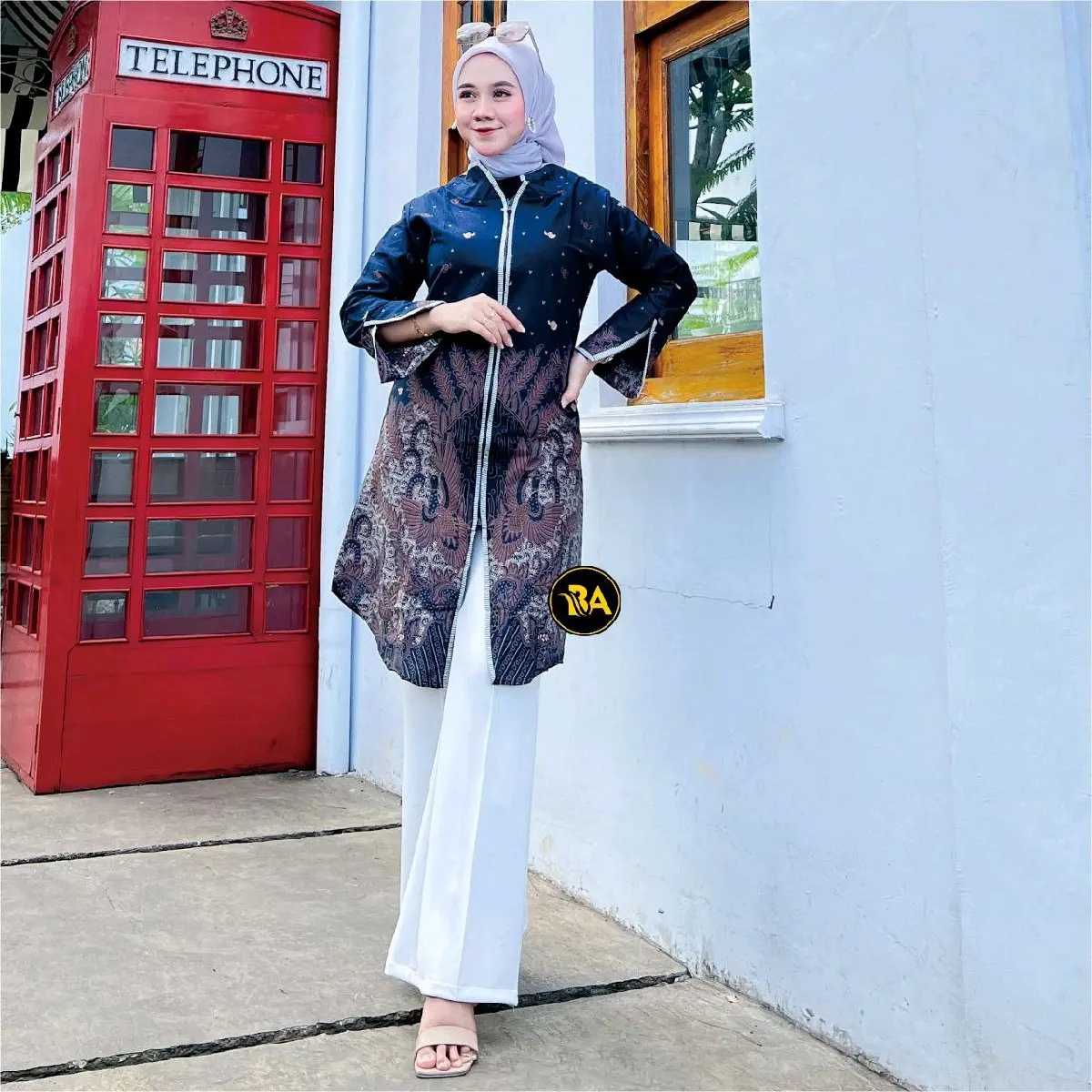 FASHION WANITA ATASAN BATIK WANITA BATIK TUNIK ZIPER DEPAN