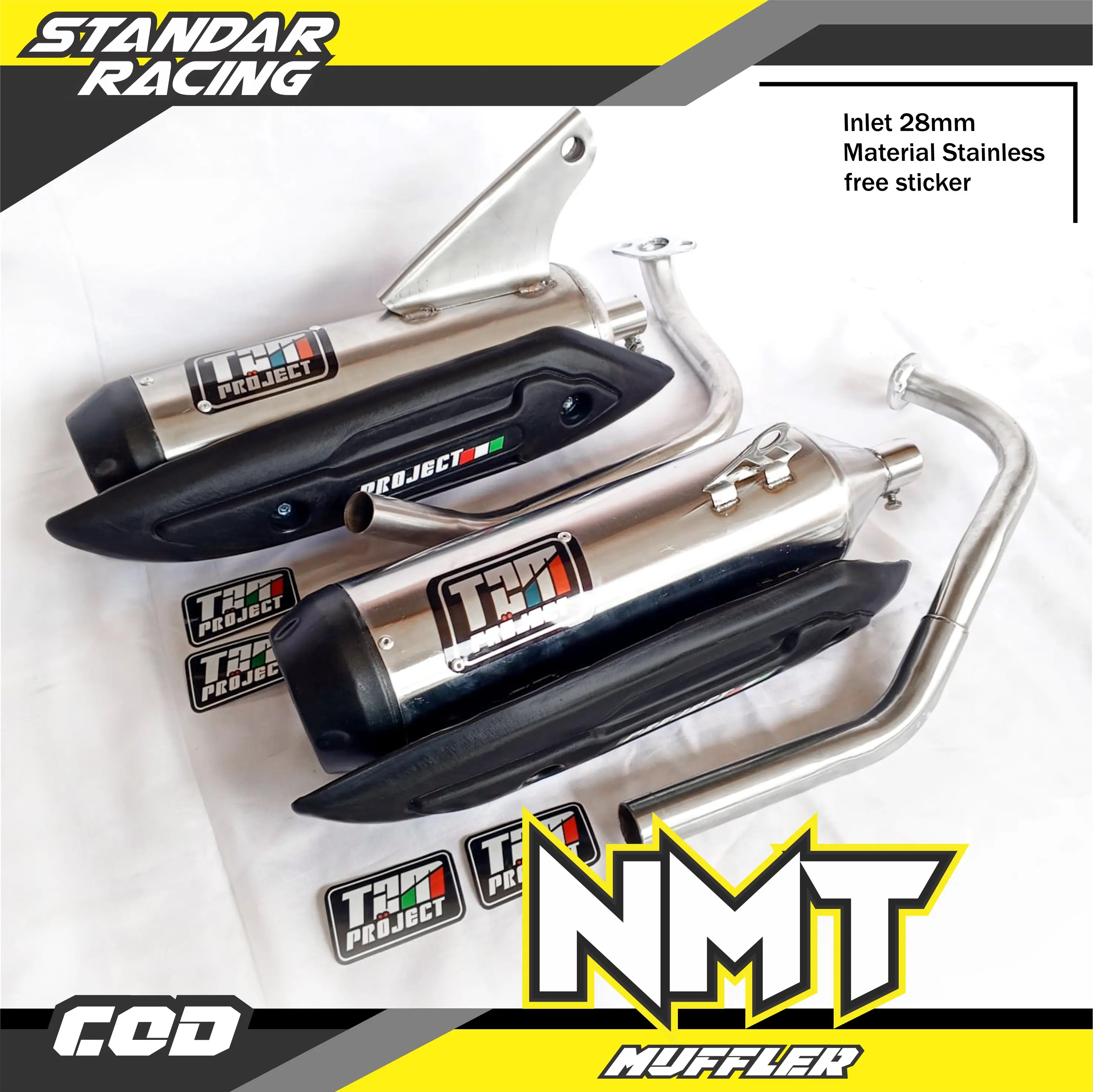 KNALPOT STANDAR RACING TZM PROJECT STAINLESS UNTUK MOTOR BEAT SCOOPY VARIO DAN SEMUA JENIS MOTOR MATIC Asli Motorcycle