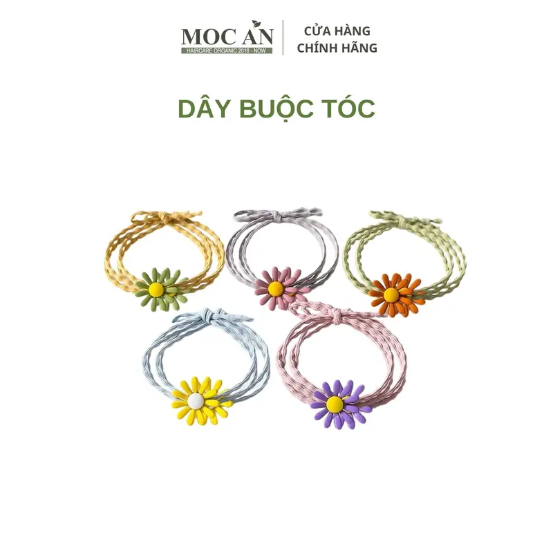 [DBT] Dây Thun Buộc Tóc 3 Dây Hạt Trân Châu Trắng/ Bông Hoa Ngẫu Nhiên Women Nữ Dây Cột Tóc Chun Voi 3