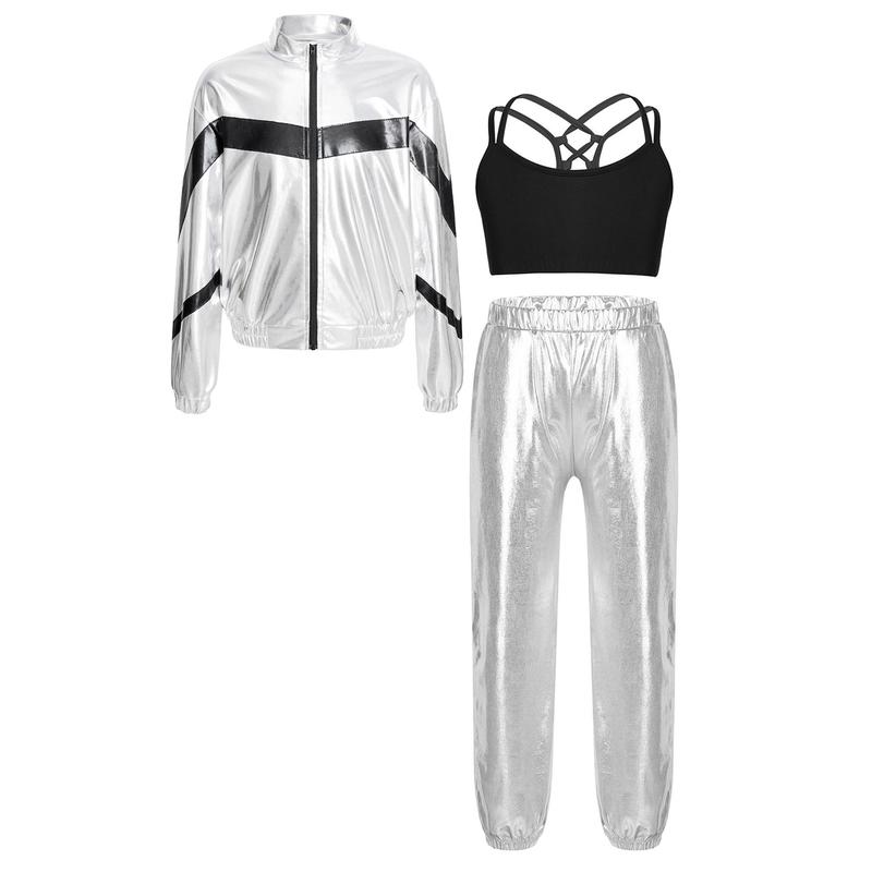 inhzoy Bộ 3 món thể thao khiêu vũ Hồi giáo cho nữ Bộ áo bomber dài tay kèm áo khoác và quần jogger Bộ đồ thể thao 3