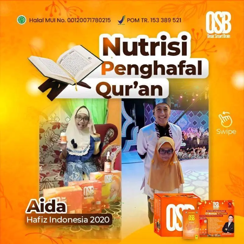 OSB KAPSUL ORIGINAL BPOM 1 botol/60 Kapsul OMAR SMART BRAIN ANAK PINTAR SEHAT DAN CERDAS Kesehatan Otak 2