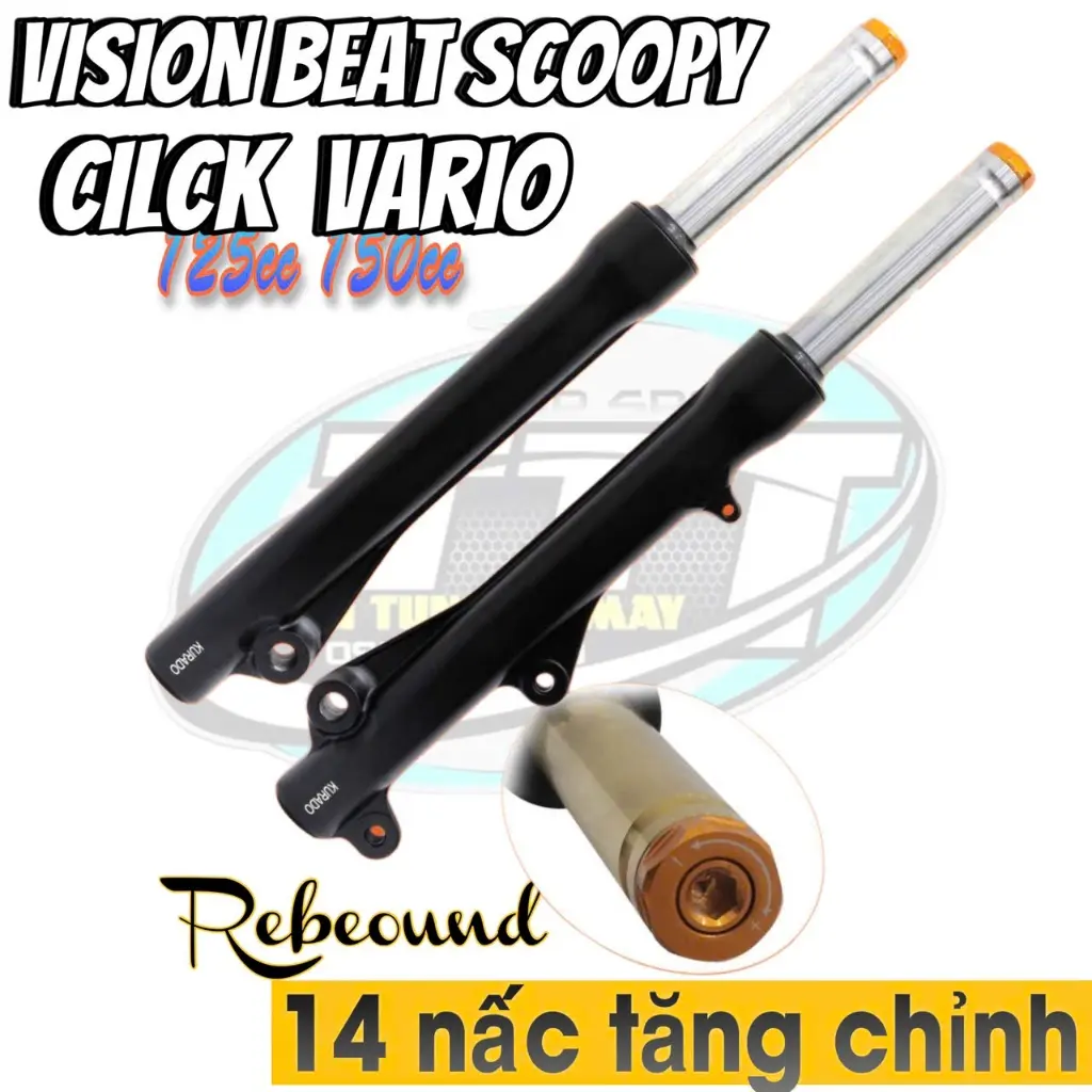 Phuộc trước có  Rebound tăng chỉnh hành trình xe tay ga vario  click 125  vision  beat 110 [ hạ thâp 15mm ]