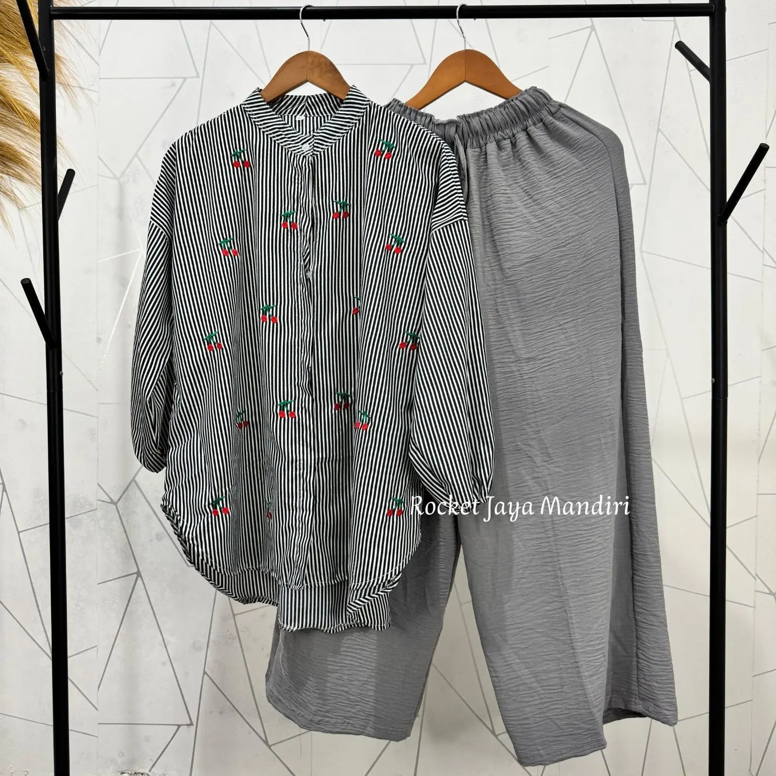 Set Keirra Hitam+Klt Abu