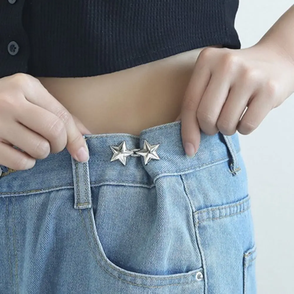 Vintage Alloy Star Pants Button Tightener Button Clasps Waist Buckle Jean Fit Tighten Buckles Waist Clip Bronze Jean Buttons for Loose Jeans Jeans