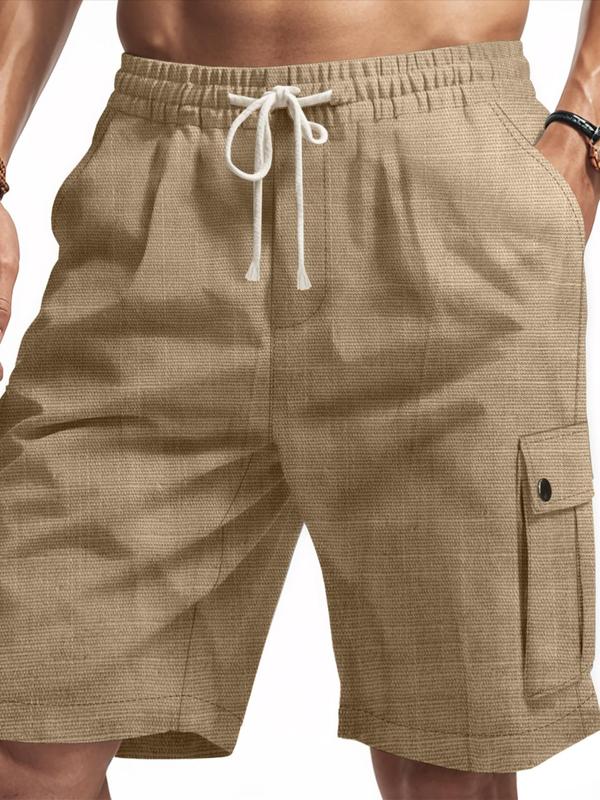 Men's Solid Flap Pocket Cargo Shorts, Regular Fit Casual Fashion Comfy Shorts for Summer, Men's Bottoms for Daily Wear 3