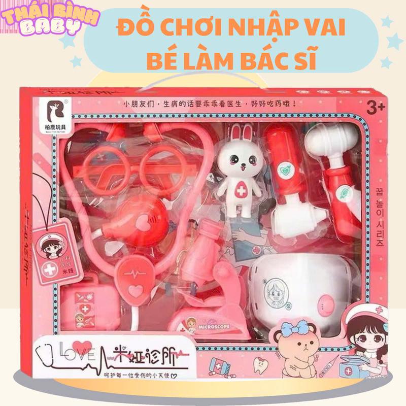  Đồ chơi bác sĩ cho bé gái   ảnh tự chụp .Đồ chơi khám bác sĩ-bác sĩ Thỏ kèm ống nghe bác sĩ đồ chơi. mô hình 