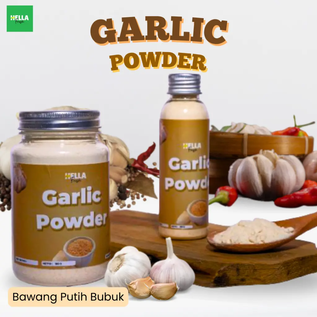 Hella Fresh Bawang Putih Bubuk 60gr 180gr Asli Tanpa Campuran / Garlic Powder Grade A Original Murni
