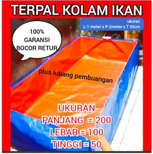 terpal kolam ikan 200X100x50  plus pembuangan a3 korea