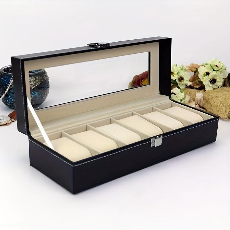 Product Introduction of Watch Bracelet Display Box, 1 Count 6 Grids PU Leather Jewelry Storage Box with Lock, Home Organizer for Living Room Bedroom 13