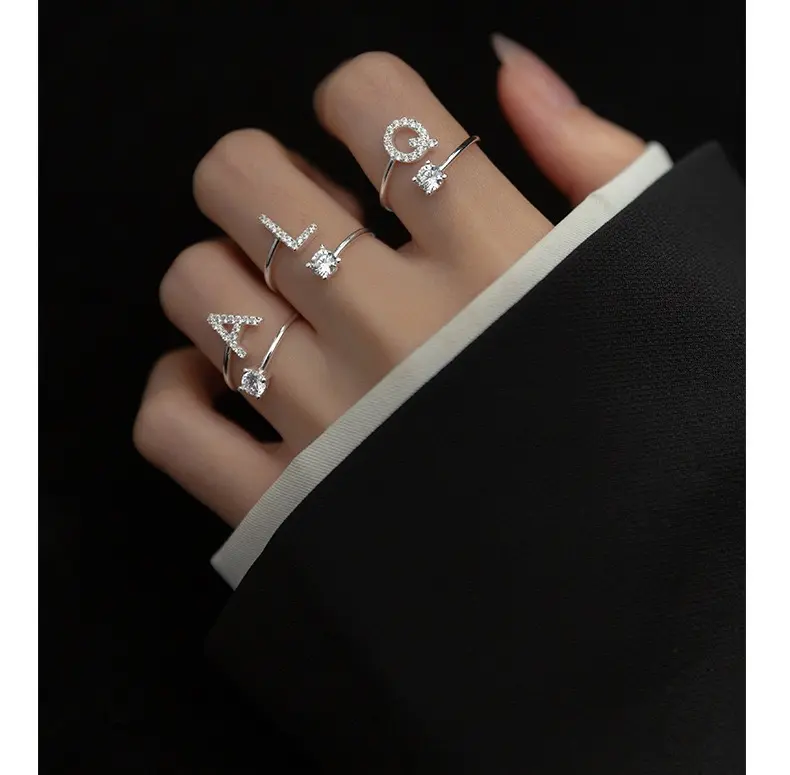 Cincin wanita inisial huruf A sampai Z model cantik adjustable Rings 2
