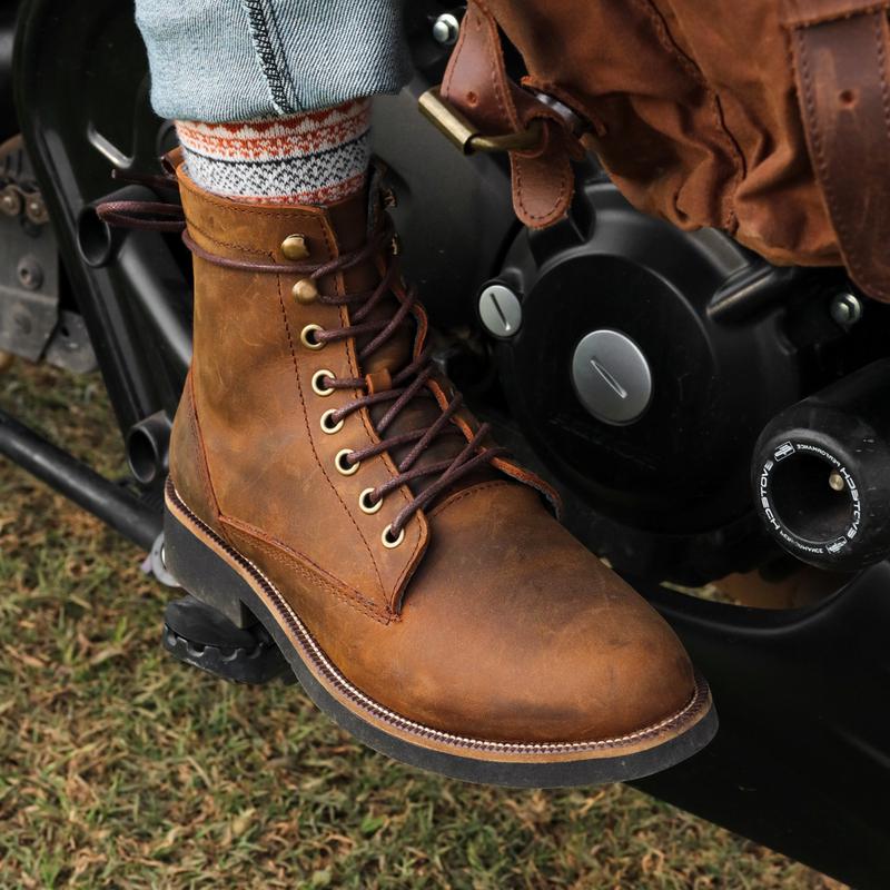 Giày Nam Combat Boots Legend Lucas Shoes, Boots Motorcycle Da bò sáp, đế cao su đúc có khâu đế, phong cách bụi bặm trưởng thành