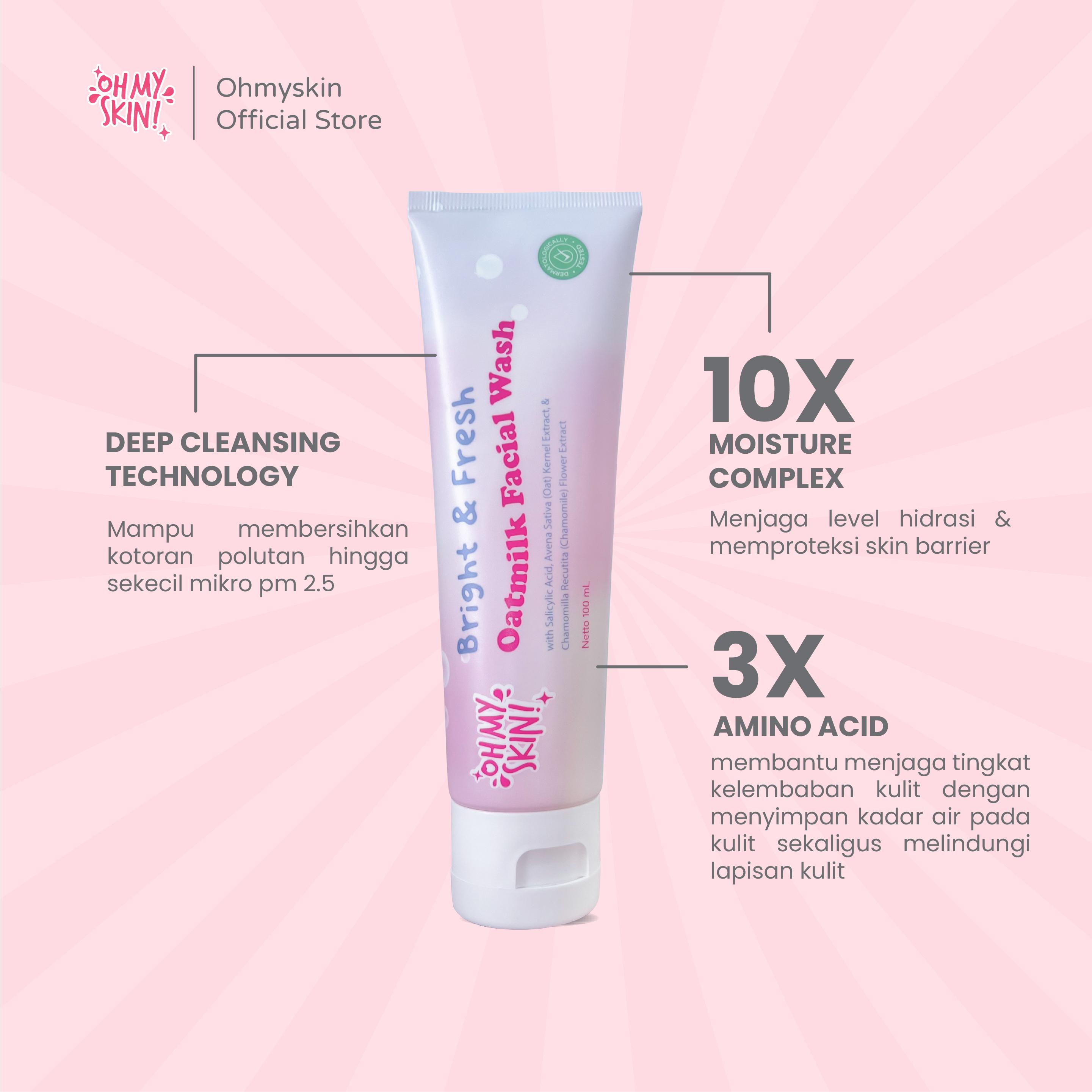 Ohmyskin! Bright and Fresh Oatmilk Facial Wash Cleansing Membersihkan Wajah Niacinamide Mencerahkan Cleanser Muka Acid Pencerah Wajah Pencuci Wajah Pelembab Ohmyskin! Bright and Fresh Oatmilk Facial Wash Cleansing Membersihkan Wajah Niacinamide Mencerahkan Cleanser Muka Acid Pencerah Wajah Pencuci Wajah Pelembab