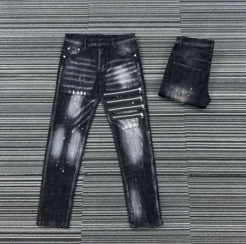 Product Introduction of Quần jean nam bò thêu 4 khóa gối vảy sơn form ôm ống đứng 2 màu xanh ,đen boy phố-GIN MAN Menswear Ong Pants Có Túi 1