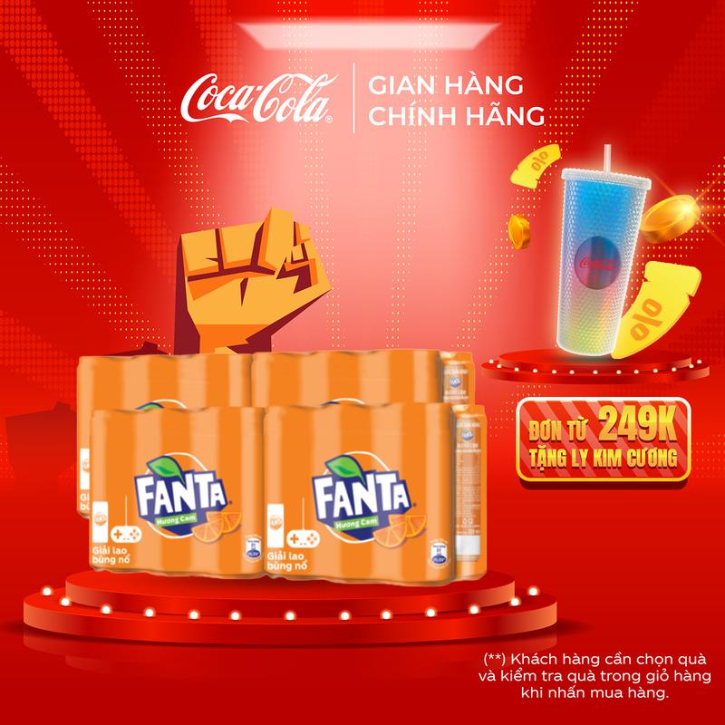 Lốc 24 Lon Nước Ngọt Giải Khát Có Gas Fanta Cam Lon 320ml Sale 15.4 Coca-Cola Beverages VN