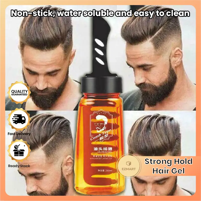 Hair Gel 260ml Strong Hold / Wet Look Gel Rambut HAIR POMADE HAIR GEL COMB STYLING GEL LIQUID HAIR SPRAY Hair Styling Fragrance Free Amino Acid Organic Silicone Free Haircare