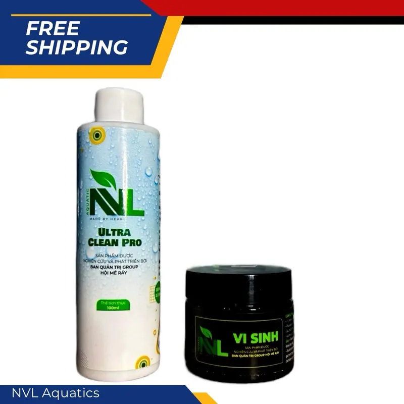 Combo xử lý nước gồm (Vi Sinh và Clean Pro NVL) giúp xử lý độc tố, phân giải hữu cơ.. Khử clo, No3, kim loại nặng, khử độc hồ - Hỗ trợ làm sạch cặn bám ống, vật liệu lọc -đảm bảo cá chỉ đi vì tuổi già, trọng lượng vi sinh 30g và clean pro 100ml 0