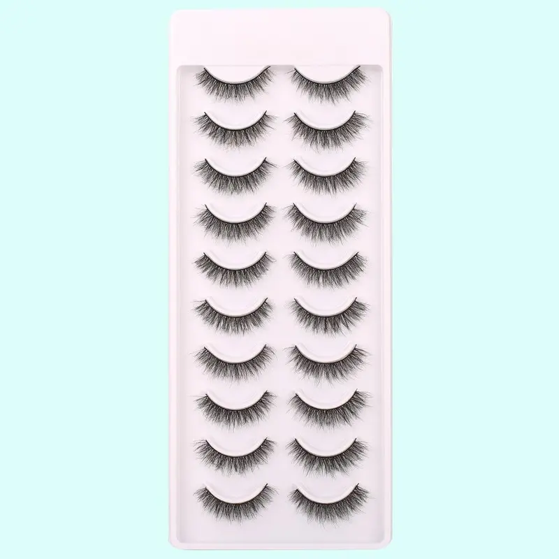 Natural False Eyelashes, 10 Pairs, Eye Makeup Products, Diy Eyelash Extensions Kit, Natural Curling Strip Lashes, Cat Eye Eyelashes, Soft and Curl Fake Lashes for Women Eyelashes Extensions, Valentine's Day Gift 2