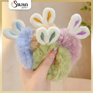 Ikat Rambut Scrunchie Bulu Kelinci Korean Style Lucu Kunciran Rambut Bulu Premium Halus Aksesoris Rabbit Fur Hair Tie