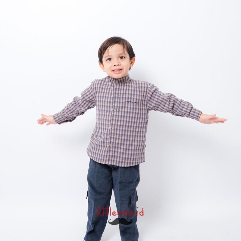 Kemeja Anak Lengan Panjang Gingham Series Motif Kotak Kerah Koko Shanghai Littleman.id 6