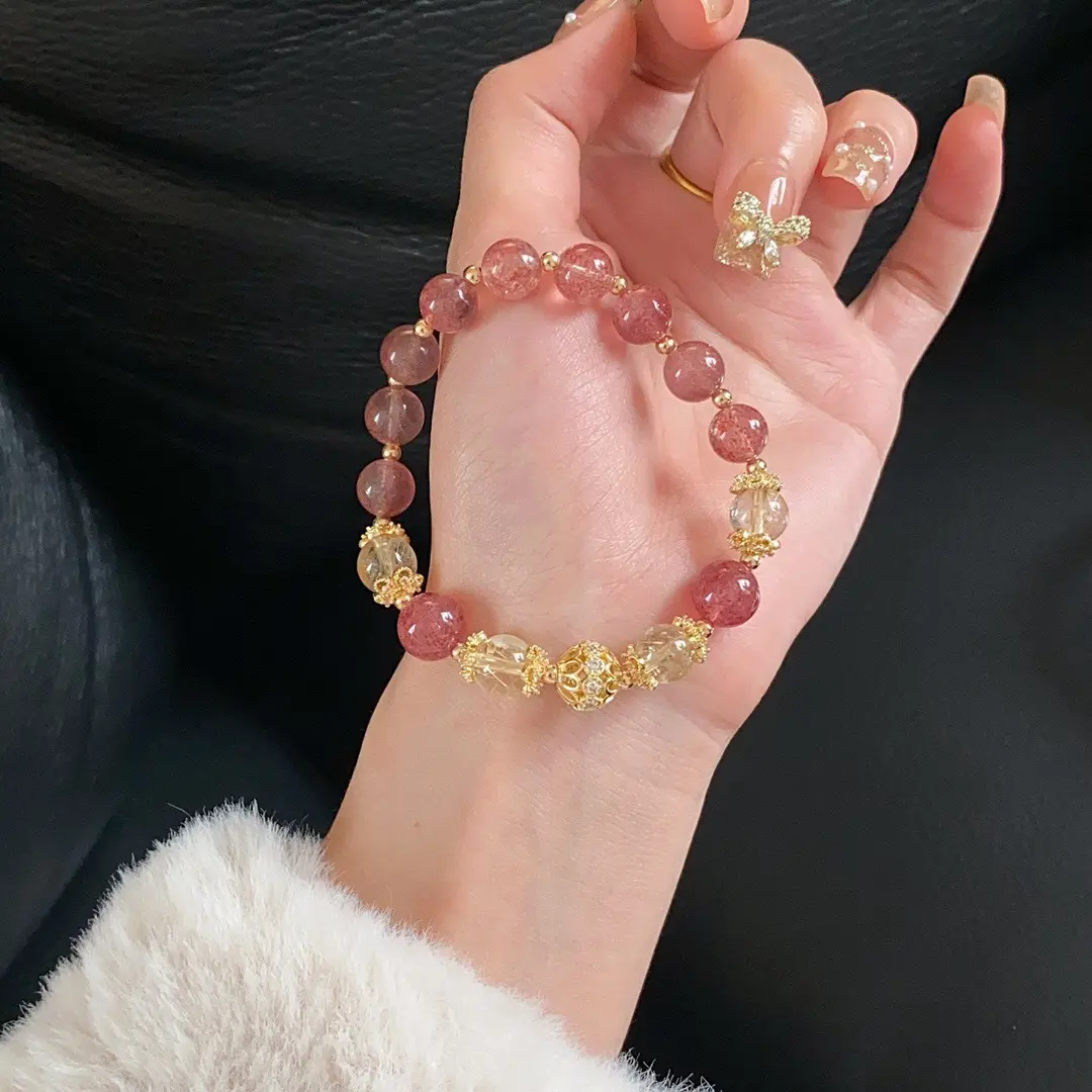 Strawberry quartz bracelet, a bracelet for attracting wealth and boosting career.