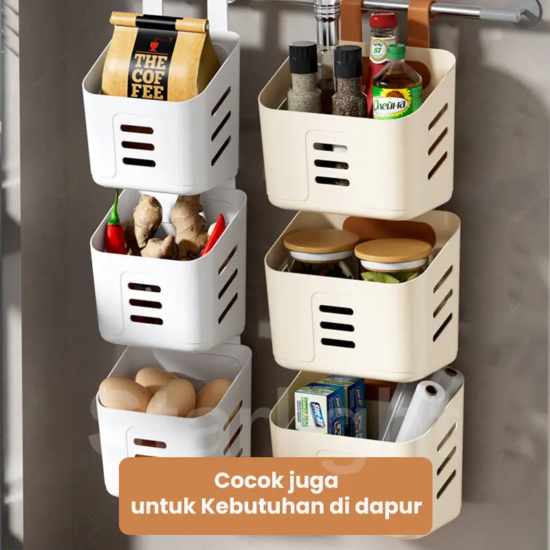 Starlight Rak Gantung Serbaguna Kotak Tempat Penyimpanan Gantung Rak Gantung Dapur Kamar Mandi Keranjang Gantungan Barang Multifungsi Kotak Plastik Gantung Portabel Perhiasan Alat Tulis Makeup HSB695 2