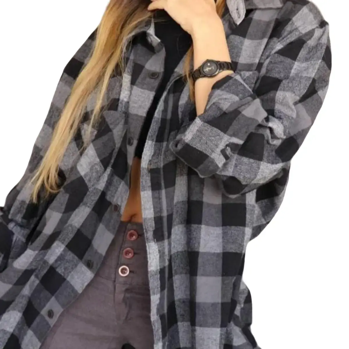 baju kemeja kotak kota wanita viral flanel lengan panjang distro tebal premium import kain lembut Motif Nyaman Semi Casual Katun Oversize Atasan Tartan Cewek Hitam Dewasa Remaja