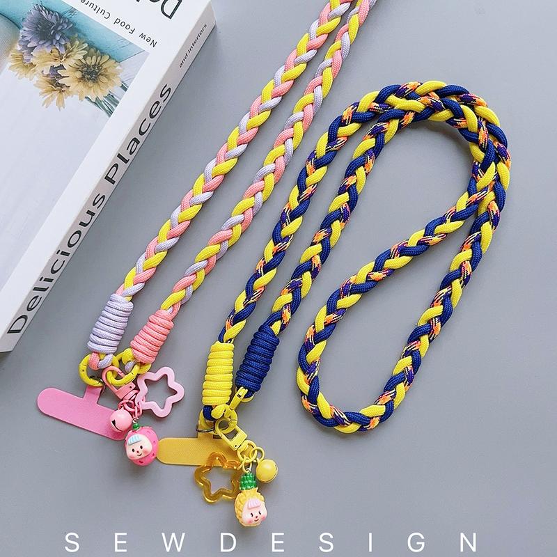 Product Introduction of เชือกห้อยโทรศัพท์มือถือ ทอ 3 เส้น สีตัดกัน โซ่สะพายข้าง จี้การ์ตูน 5