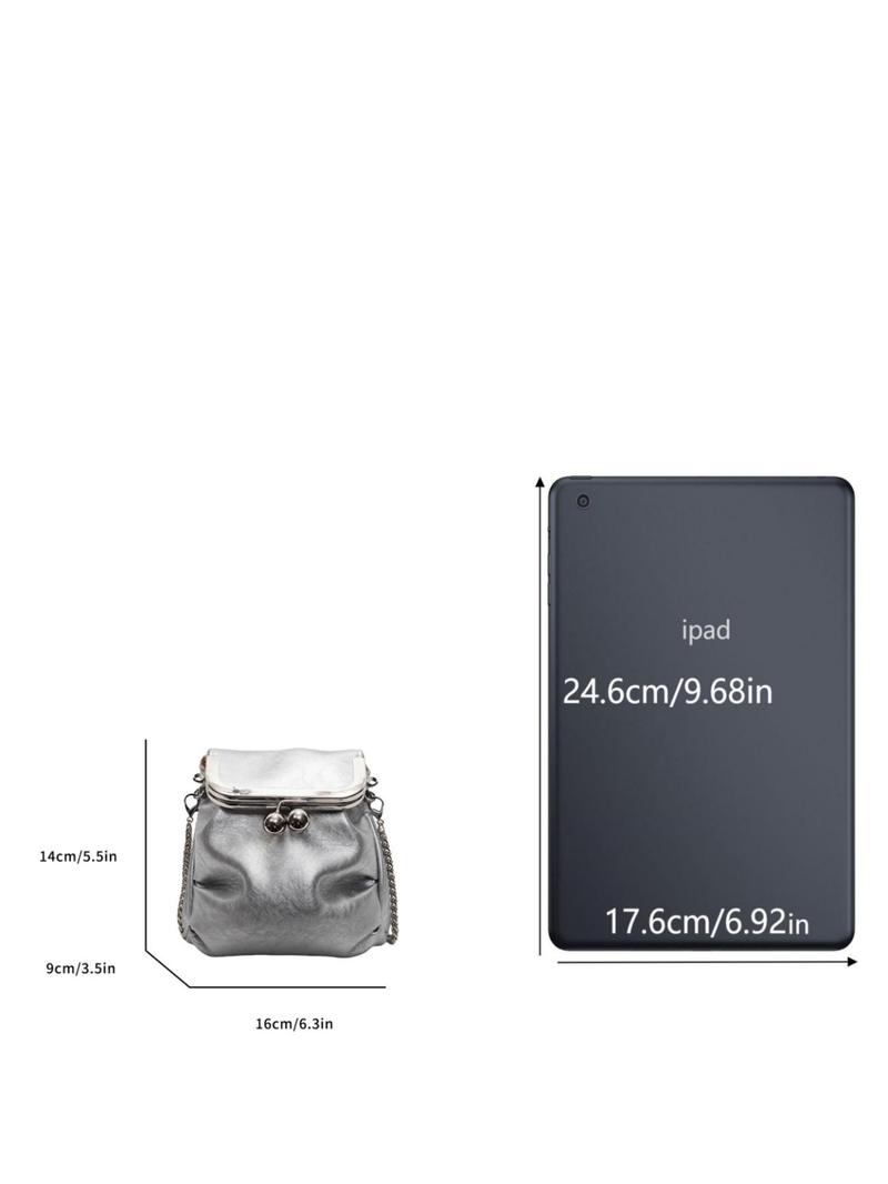 Product Introduction of Women's Fashionable Metallic Frame Design Crossbody Bag, Casual Versatile Shoulder Bag for Daily Used, Trendy All-match Commuter Bag 1