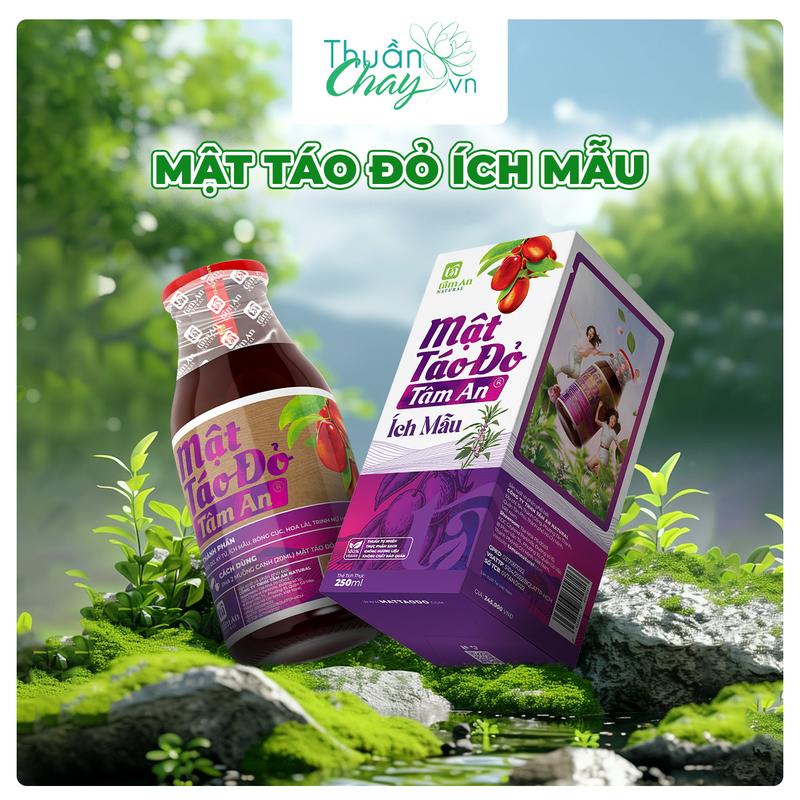 MẬT TÁO ĐỎ  ÍCH MẪU TÂM AN  250ml - Táo đỏ Hàn Quốc, kỷ tử, ích mẫu mật  táo
