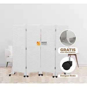 READY STOCK - 4 Pintu Sketsel Rotan No.22 Pembatas penyekat Partisi Ruangan Kantor Mushola